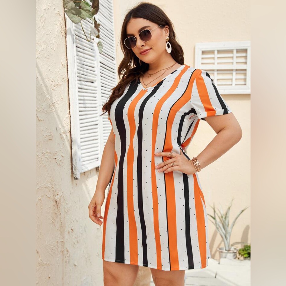 SHEIN Vertical Striped Tunic Dress Plus Size 4X NWOT